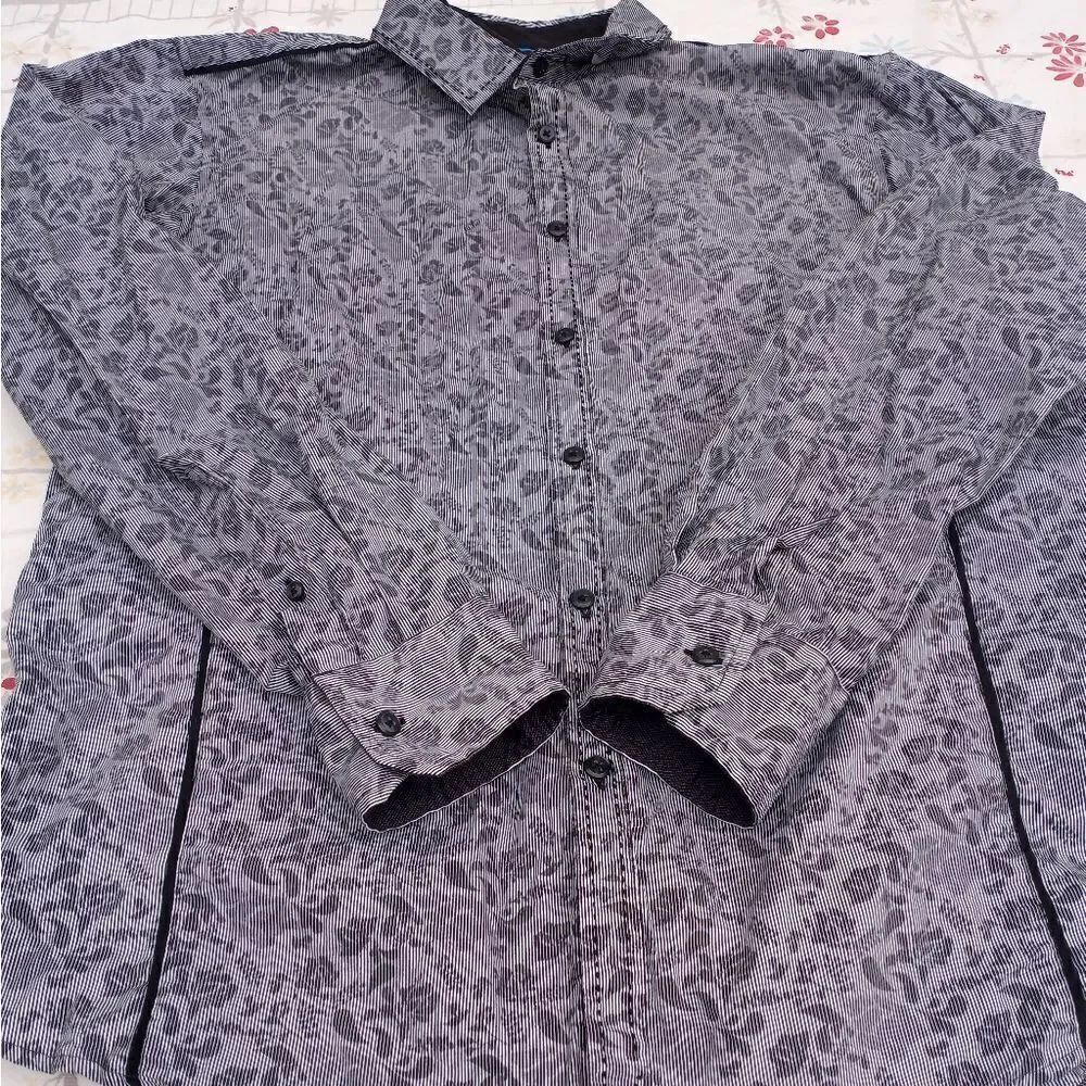 INC InternationalConcepts XLMen'sFloralPrint LngslShirtGrey ButtonUp100% Cotton.